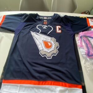 Navy and Orange Hockey Jersey